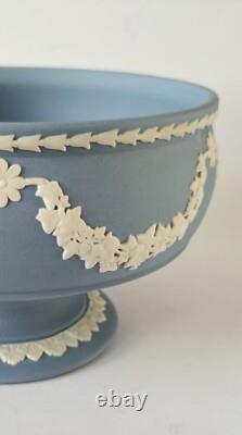 Wedgwood Jasperware Blue Bowl Floral and Leaves