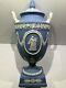 Wedgwood Jasperware Blue Covered Vase Urn With Melpomene & Erato (40) Nos New