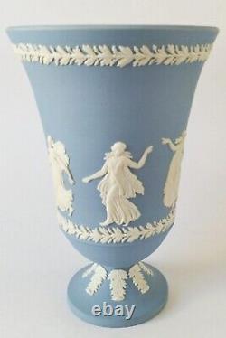 Wedgwood Jasperware Blue Dancing Hours Footed Vase