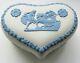 Wedgwood Jasperware Blue On White Heart Trinket Box