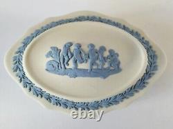 Wedgwood Jasperware Blue On White Trinket Box Cherub/Cupid