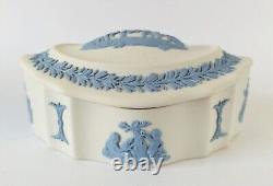 Wedgwood Jasperware Blue On White Trinket Box Cherub/Cupid