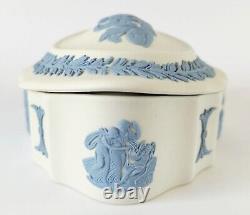 Wedgwood Jasperware Blue On White Trinket Box Cherub/Cupid