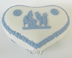 Wedgwood Jasperware Blue On White Trinket Box Heart Jasper