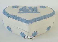 Wedgwood Jasperware Blue On White Trinket Box Heart Jasper