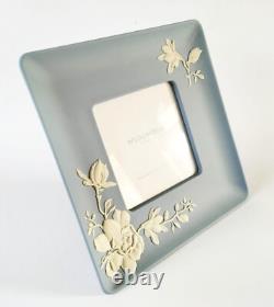 Wedgwood Jasperware Blue Photograph Frame Magnolia Blossoom Boxed