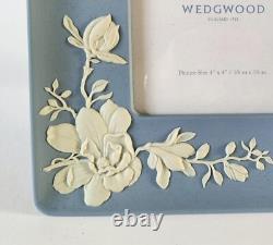 Wedgwood Jasperware Blue Photograph Frame Magnolia Blossoom Boxed