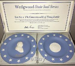 Wedgwood Jasperware Blue State Seal American Independence Compotiers Full Set