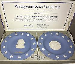 Wedgwood Jasperware Blue State Seal American Independence Compotiers Full Set