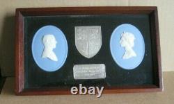 Wedgwood Jasperware Blue Sterling Silver Royal Jubilee Medallion Framed Set