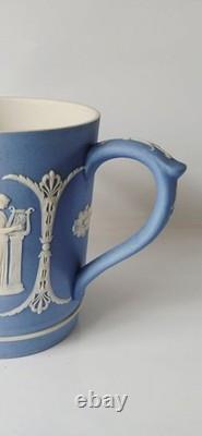 Wedgwood Jasperware Blue Three Handled Antique Dip Classical Muse Loving Mug