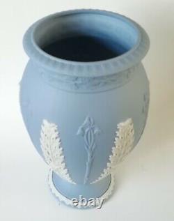 Wedgwood Jasperware Blue Vase Acanthus and Bullrush