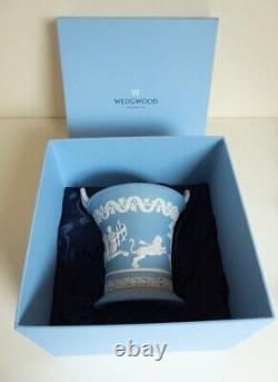 Wedgwood Jasperware Blue & White Centaur Chiron & Achilles Twin Handled Vase New