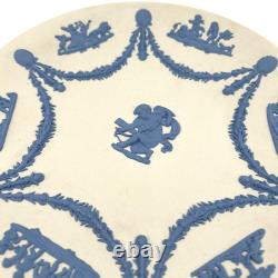 Wedgwood Jasperware Blue on White Plate Cherub 1980 Signed