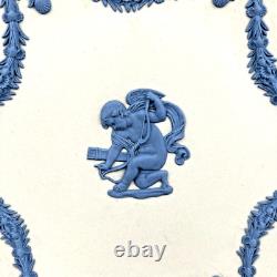 Wedgwood Jasperware Blue on White Plate Cherub 1980 Signed