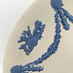 Wedgwood Jasperware Blue on White Plate Cherub 1980 Signed