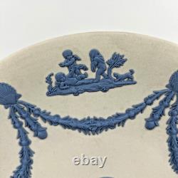 Wedgwood Jasperware Blue on White Plate Cherub 1980 Signed