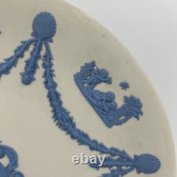Wedgwood Jasperware Blue on White Plate Cherub 1980 Signed