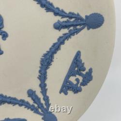 Wedgwood Jasperware Blue on White Plate Cherub 1980 Signed