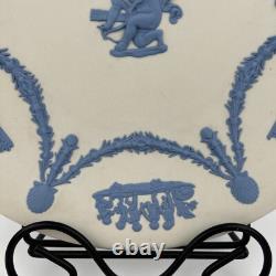 Wedgwood Jasperware Blue on White Plate Cherub 1980 Signed