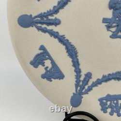 Wedgwood Jasperware Blue on White Plate Cherub 1980 Signed