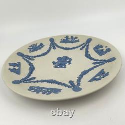 Wedgwood Jasperware Blue on White Plate Cherub 1980 Signed