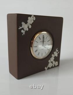 Wedgwood Jasperware Brown Clock Prunus Blossom