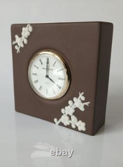 Wedgwood Jasperware Brown Clock Prunus Blossom