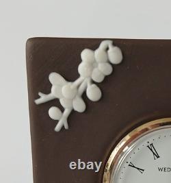 Wedgwood Jasperware Brown Clock Prunus Blossom