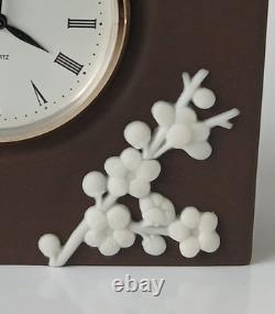 Wedgwood Jasperware Brown Clock Prunus Blossom