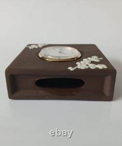 Wedgwood Jasperware Brown Clock Prunus Blossom