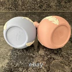 Wedgwood Jasperware Bud Vase Pink Teal Blue Navy X4 VGC