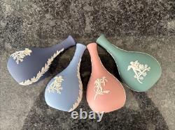 Wedgwood Jasperware Bud Vase Pink Teal Blue Navy X4 VGC