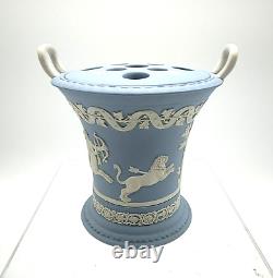 Wedgwood Jasperware Centaur Chiron & Achilles Twin Handled Vase + Flower Frog
