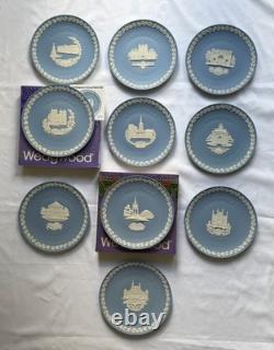 Wedgwood Jasperware Christmas Plates, Complete 10-Year Set 1979-1988, England