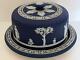 Wedgwood Jasperware Cobalt Blue Stilton Cheese / Cake Dome / Keeper + Plate