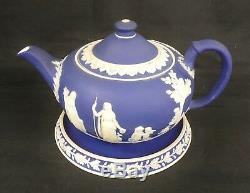 Wedgwood Jasperware Cobalt Teapot With Trivet
