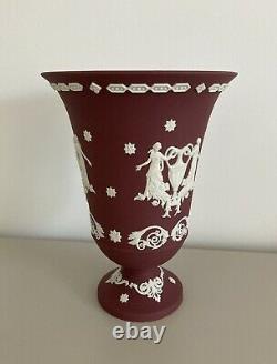 Wedgwood Jasperware Crimson Red Wine Large Vase -Rare