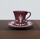 Wedgwood Jasperware Crimson Wine Red Cup&saucer Rare Japan