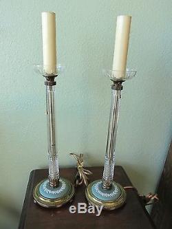 Wedgwood Jasperware Crystal Table Vanity Electric Candlestick Lamps Working