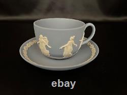 Wedgwood Jasperware Dancing Hours Blue Cup & Saucer Unused