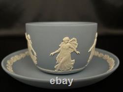 Wedgwood Jasperware Dancing Hours Blue Cup & Saucer Unused