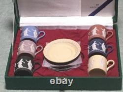Wedgwood Jasperware Dancing Hours Cup & Saucer 8 Colors Complete With Box Rare