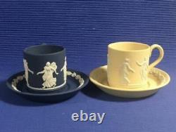 Wedgwood Jasperware Dancing Hours Cup & Saucer 8 Colors Complete With Box Rare