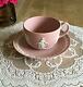 Wedgwood Jasperware Dancing Hours Lilac Pink Cup & Saucer Relief Made In England