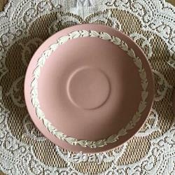 Wedgwood Jasperware Dancing Hours Lilac Pink Cup & Saucer Relief made in ENGLAND