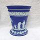Wedgwood Jasperware Dark Blue Dip Pot Pourri Vase Neoclassical