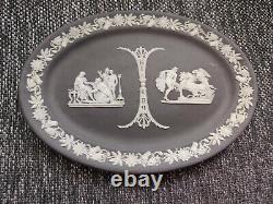 Wedgwood Jasperware Dipped Black Oval Plaque C. 1800's