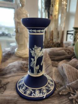 Wedgwood Jasperware Dipped Dark Blue 6 Candlestick Holder Excellent
