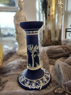 Wedgwood Jasperware Dipped Dark Blue 6 Candlestick Holder Excellent